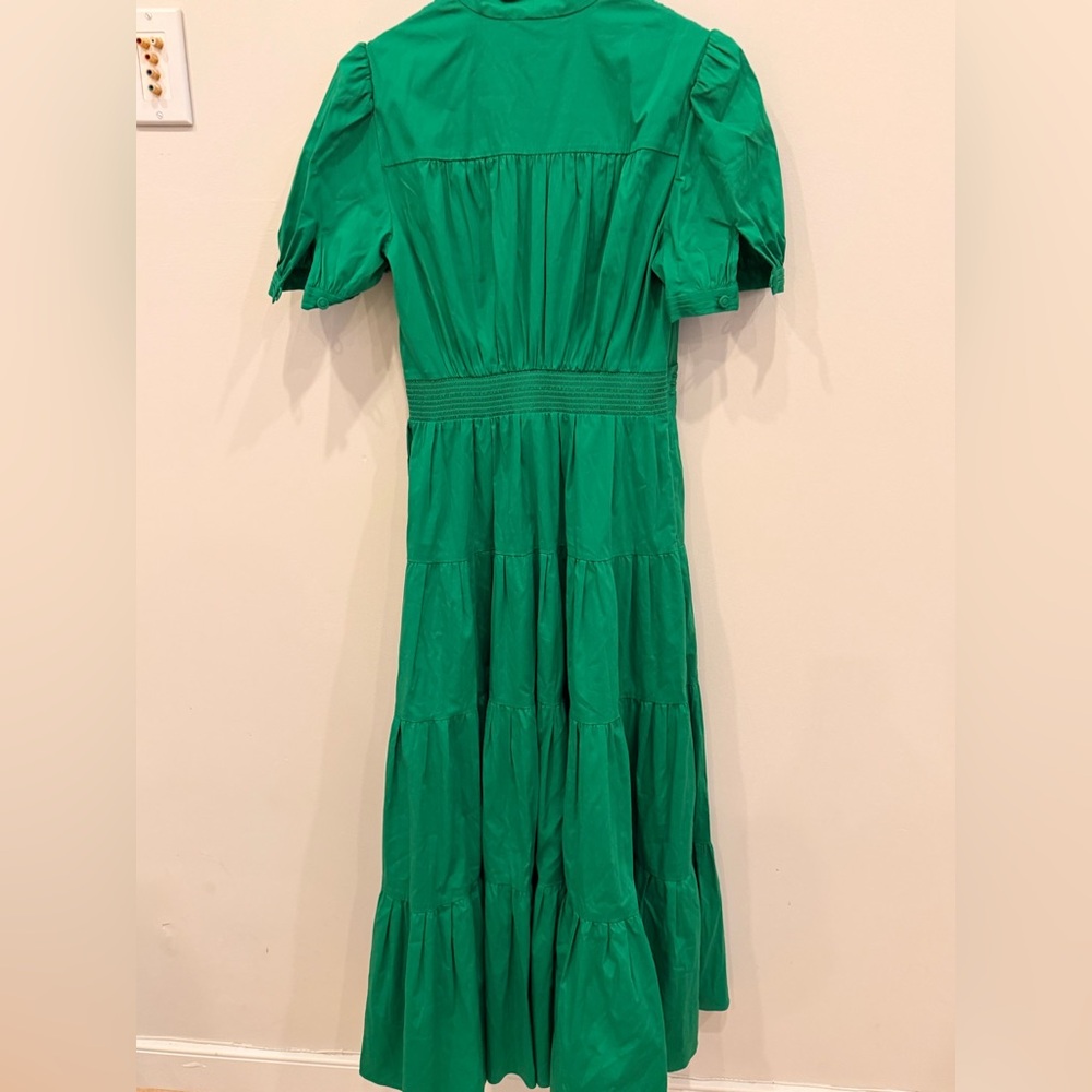 Diane von Furstenberg Darby Dress Signature Green Tiered Midi NWT Size 8 - Picture 6 of 6